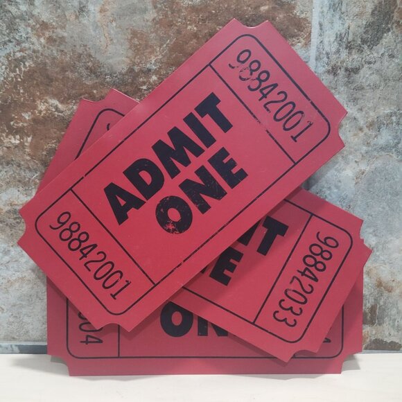 Admit One Red Stacked Tickets Metal 3D Layered Wall Art Sign Theater Movie Decor - Picture 1 of 13